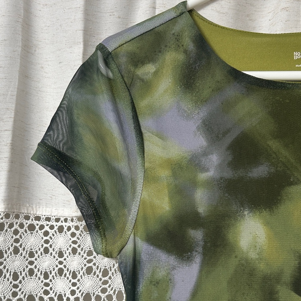 No Boundaries Olive & Gray Tie-Dye Short Sleeve Maxi Dress - Picture 5 of 5
